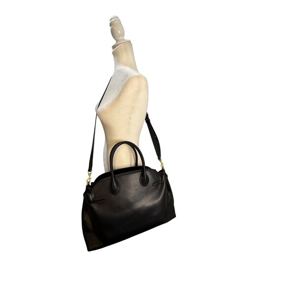 Coach Inspired Black Leather Handbag With Detachable Strap &‎ Gold Hardware - Picture 2 of 14